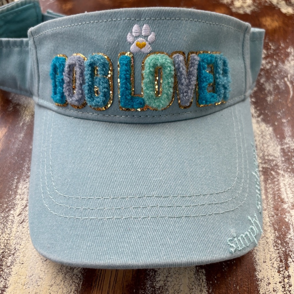 Ladies Blue 'Dog Lover' Embroidered Visor NWT